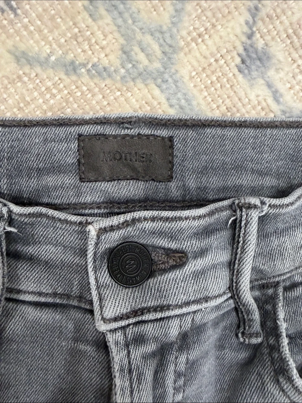 MOTHER Straight Leg Jeans in Washed Gray